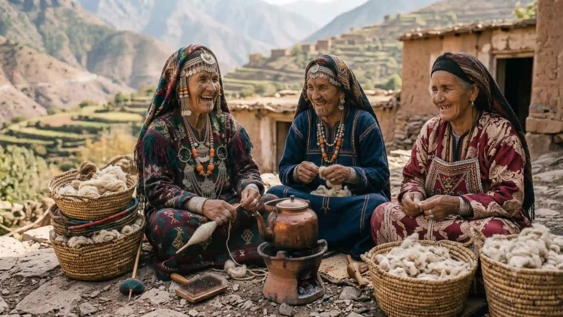 Berber People Morocco - Three Women laughing and having an easy life