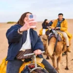 Atlas Morocco map the tourists enjoy their camel trek in Merzouga