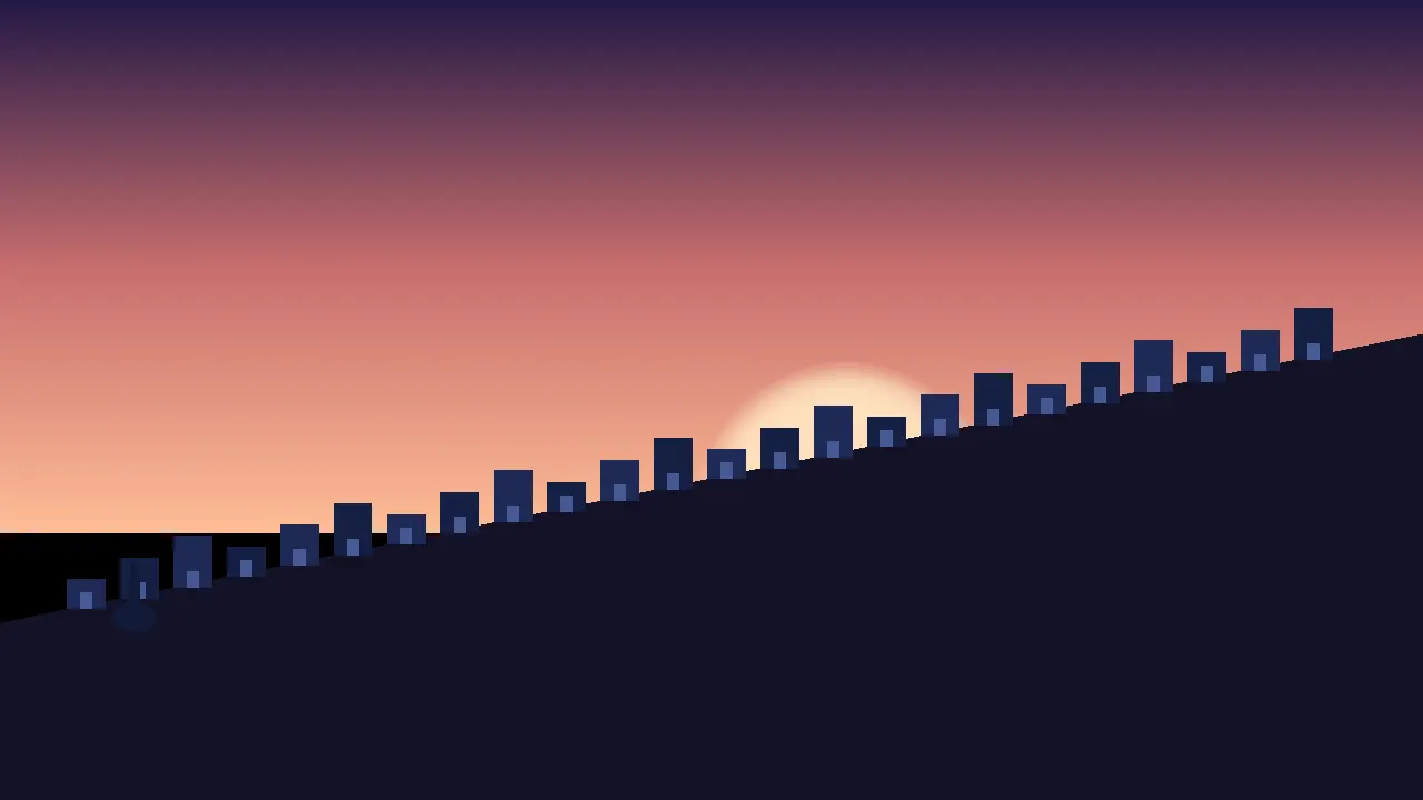 Sunset silhouette of Chefchaouen blue city terraced houses on a Rif Mountains hillside